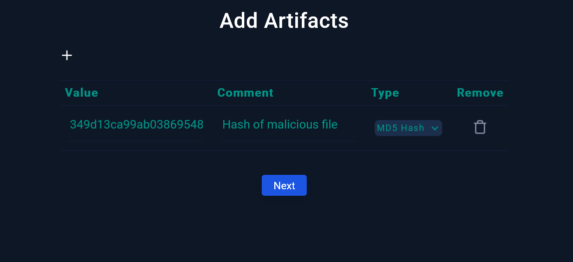 Adding artifacts