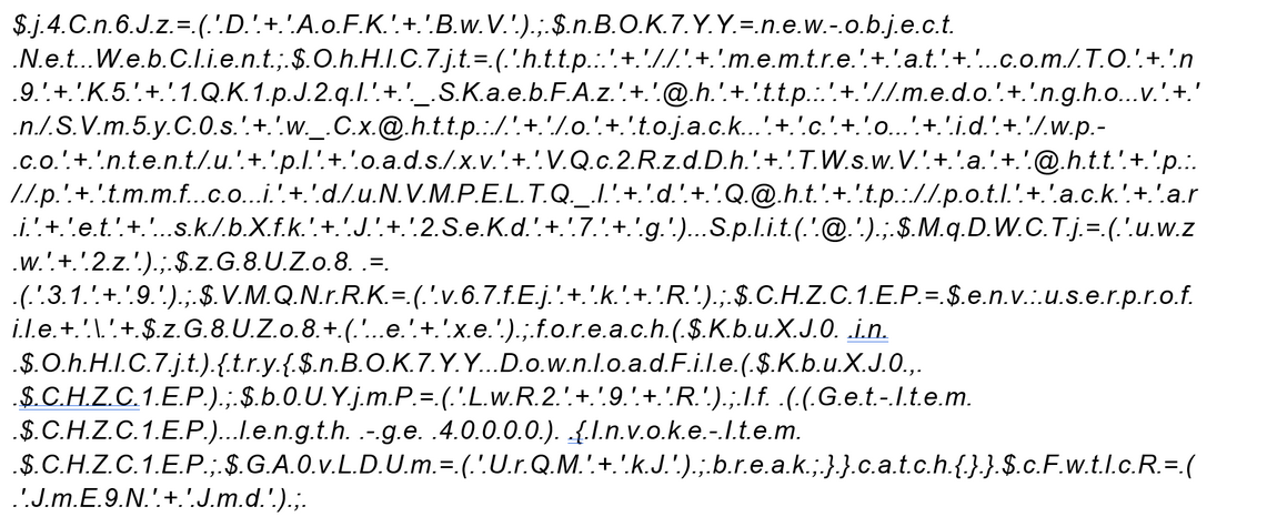 Powershell command run by Emotet after base64 decode